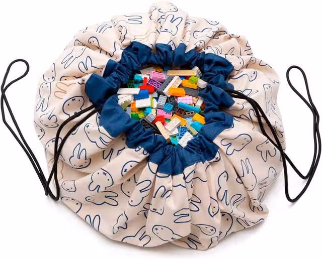 OHS Miffy 2 In 1 Storage Bag Playmat in Navy Blue and Multicolour Cotton