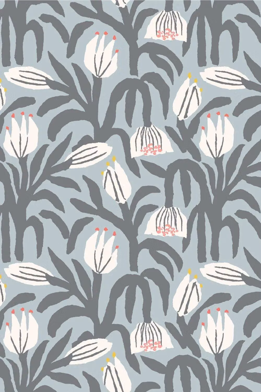 Hoopla Walls Chunky Flower Matt Wallpaper in Pale Blue – 2