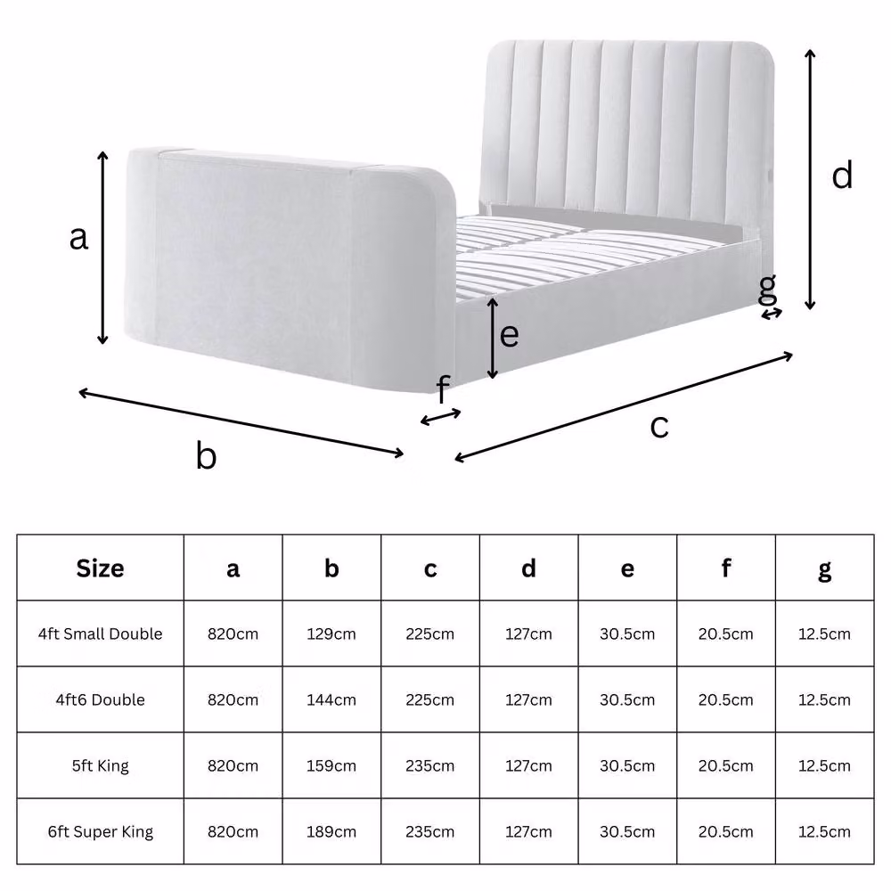 Aspire Cresta Curved Chenille TV Bed with Ottoman Storage in Beige, King Size – 3
