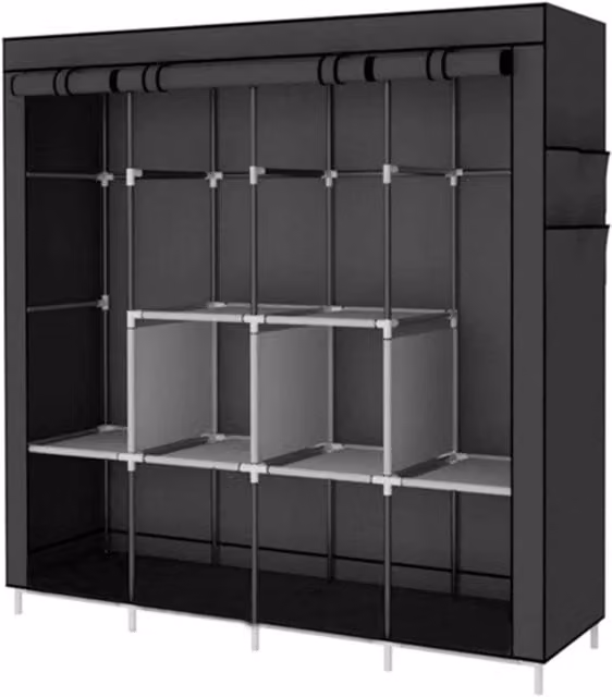 Kelvenix Large Capacity Clothes Storage Organiser Rail in Black