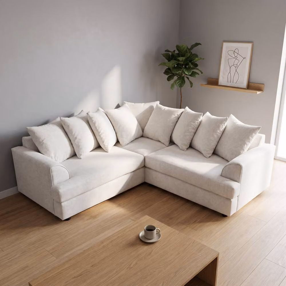 Abakus Direct Ferguson Relaxed Linen L-Shape Corner Sofa in Beige – 4