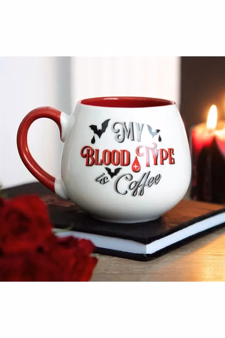 KDMD My Blood Type is Coffee Ceramic Mug in White and Red, 500 ml – 3