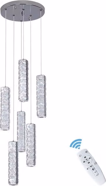 Bath Plus TB+ Dimmable Crystal LED Suspended Pendant Light in Transparent and Silver