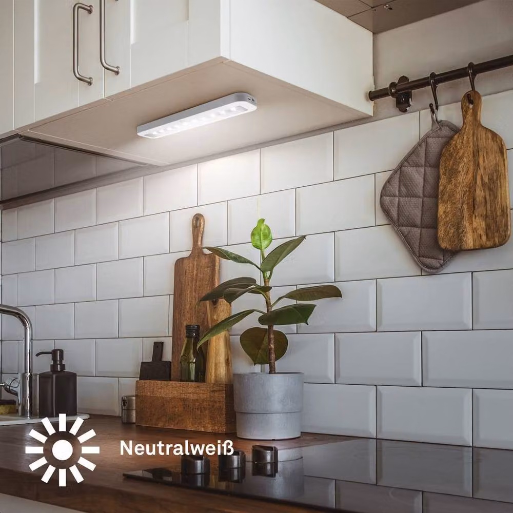 Briloner White Rechargeable LED Under Cabinet Light with Motion and Dusk Sensor, W/D/H: 30.5 x 6.5 x 2 cm – 9