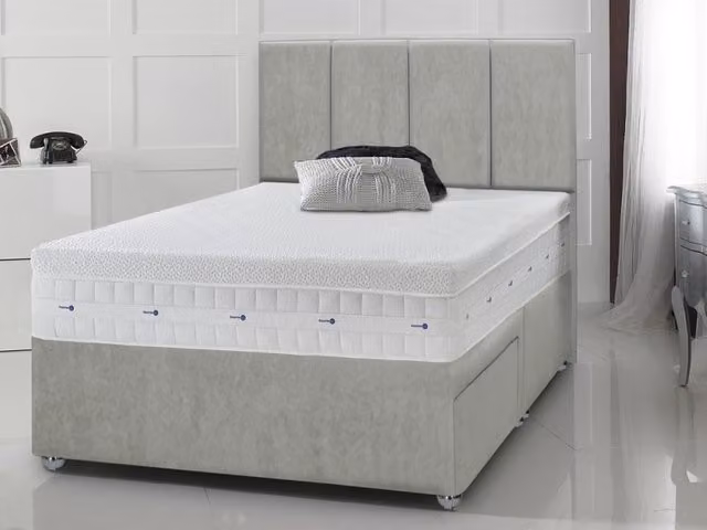 Kaymed Response Gel Pocket 1600 Lunar Divan Bed, Grey, W: 180 cm, D: 200 cm