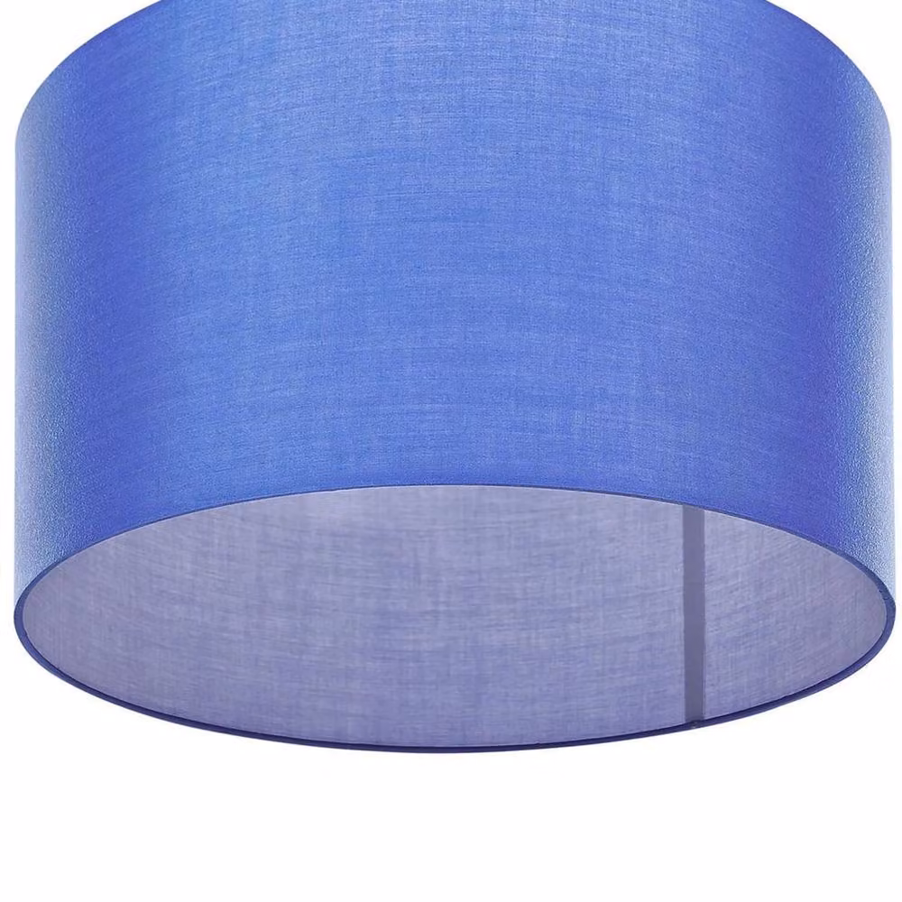 Wyld and Coco Blue Fabric Drum Pendant Lamp with Cylinder Shade – 2