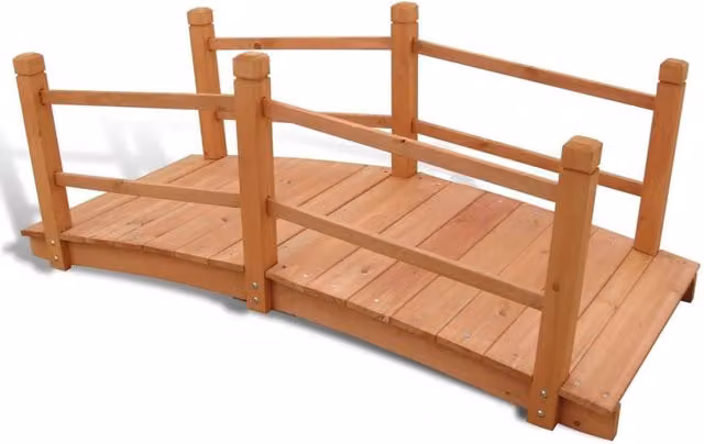 Berkfield Home Rustic Brown Wooden Garden Bridge W/D/H: 140 x 60 x 56 cm