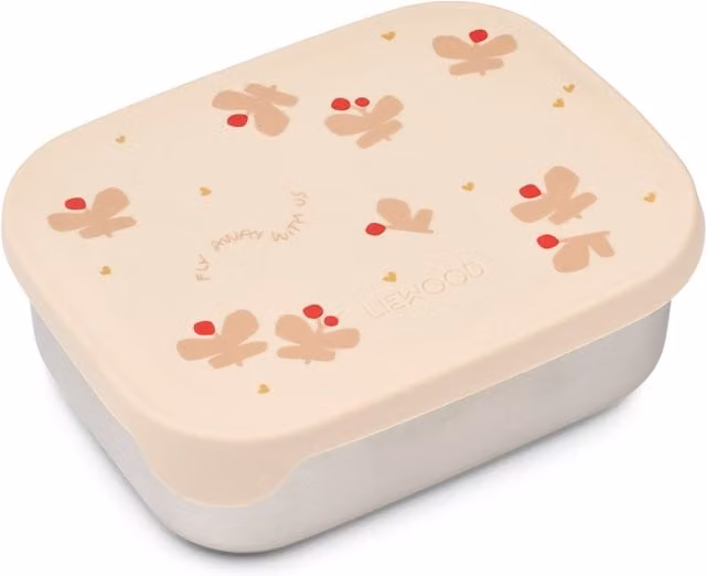 Liewood Arthur Printed Stainless Steel Lunchbox with Dividers in Beige