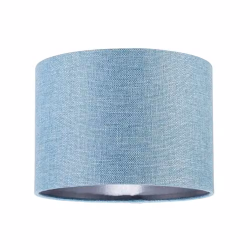 Happy Homewares Blue Nova Linen Fabric Drum Lamp Shade, Diameter: 25 cm
