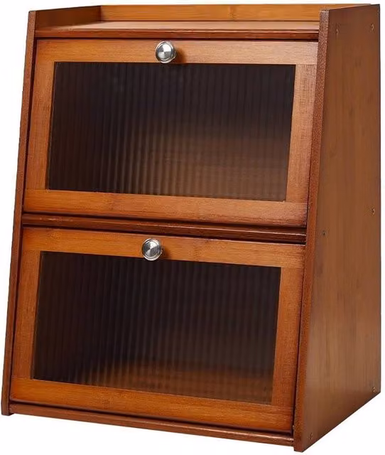 PAWNORA 3 Tier Wood Small Storage Cabinet in Brown – 1