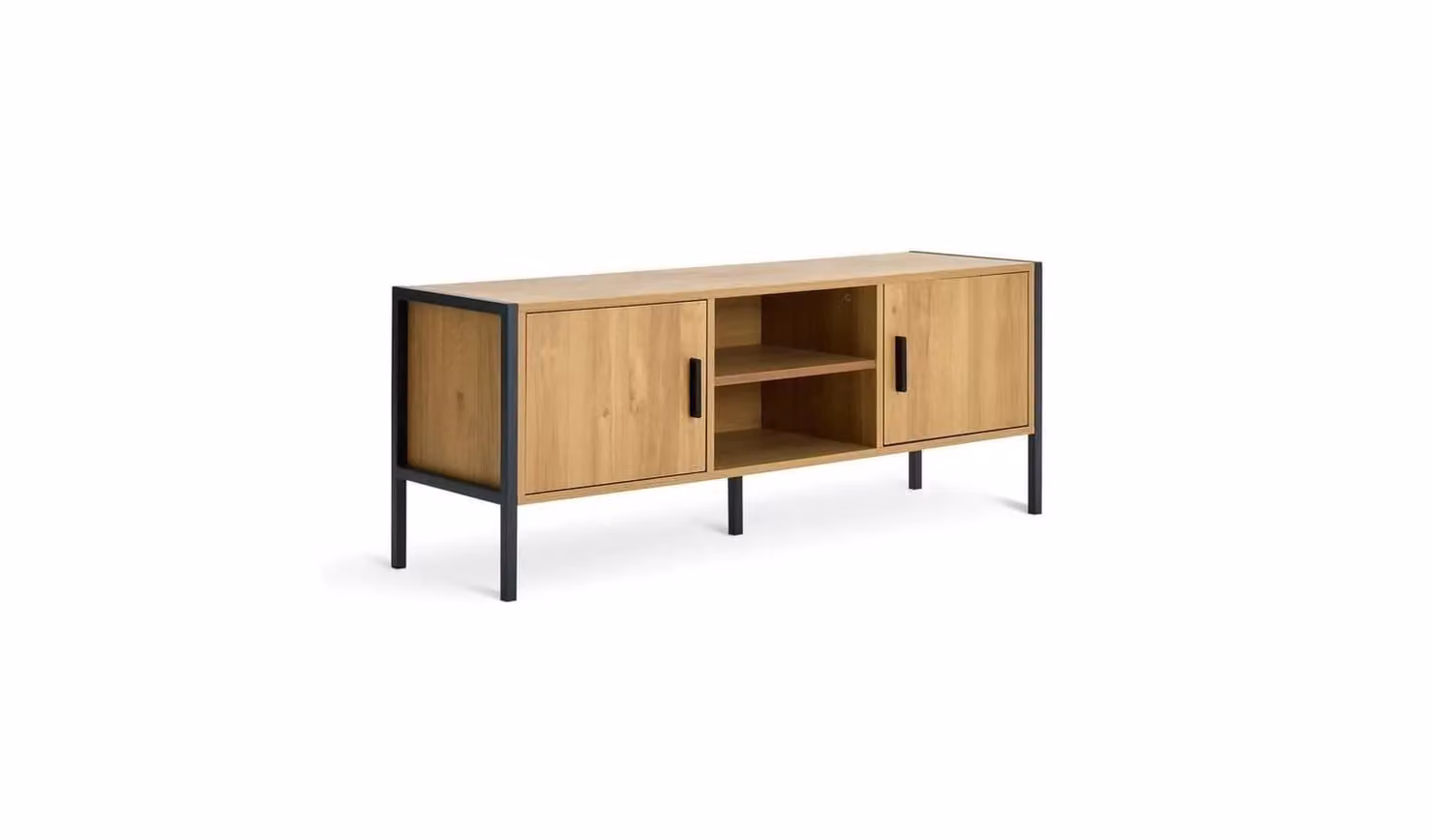 Loft Living 2 Door Industrial TV Unit in Natural Brown and Black, W/D/H: 120 x 35 x 47 cm