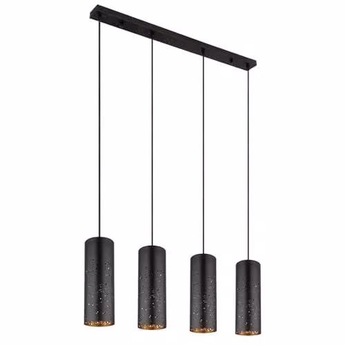 Globo Lighting Modern Metal Bar Pendant Light in Black and Gold/Brass with Height Adjustable Suspension – 1