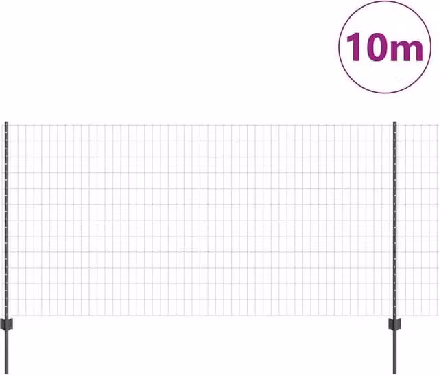 Berkfield Home Durable Euro Fence with 10 U Posts, Grey Powder-Coated Steel, W: 10 m, H: 1.2 m