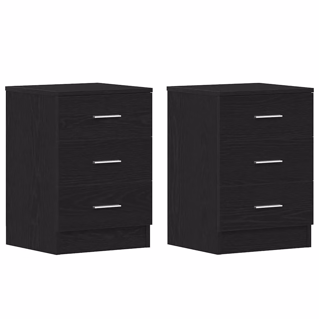 Berkfield Home Set of 2 Black Oak Bedside Cabinets, W/D/H: 38 x 35 x 55 cm – 3