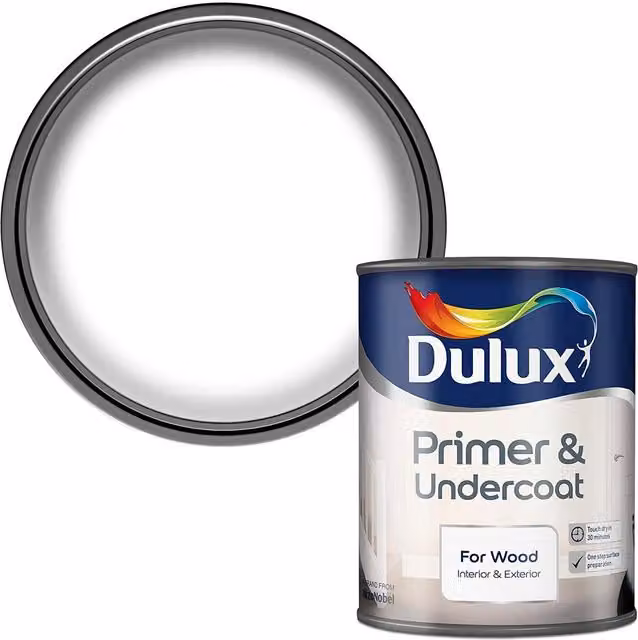 Dulux Quick Drying Wood Primer Undercoat, White, 0.75 l