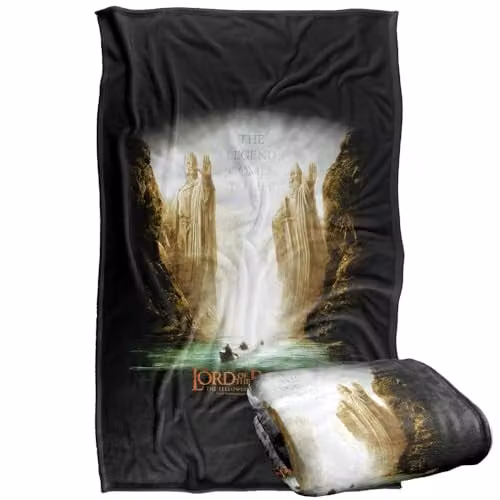 LOGOVISION Lord of the Rings Fellowship Kings of Old Super Soft Fleece Throw Blanket, Multicolour, W: 91.44 cm, L: 147 cm