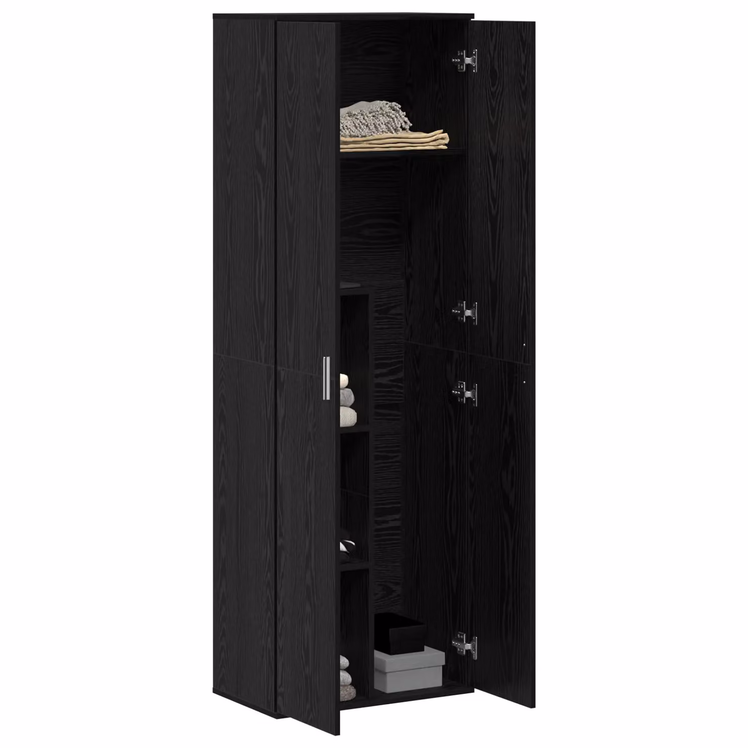 Berkfield Home Modern Black Oak Highboard with Hinged Doors and Internal Shelves, W/D/H: 60 x 35 x 180 cm – 2