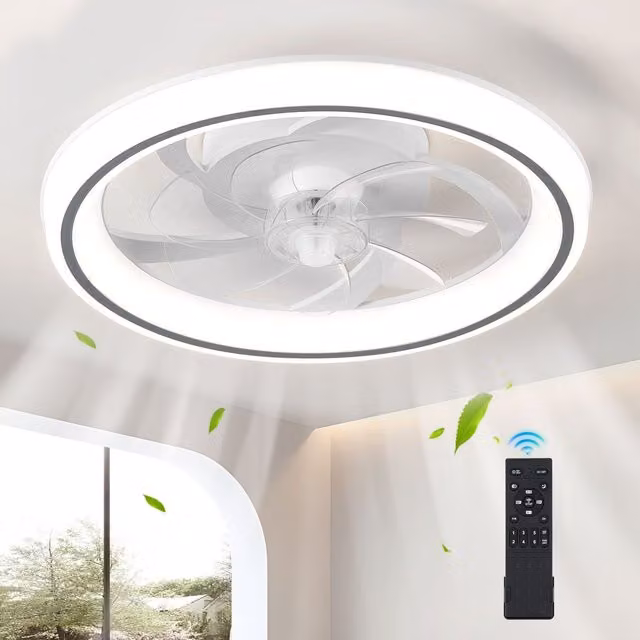 Harper Living Modern LED Ceiling Fan with Remote Control, Dimmable 3-Colour Light and 6 Speeds, White