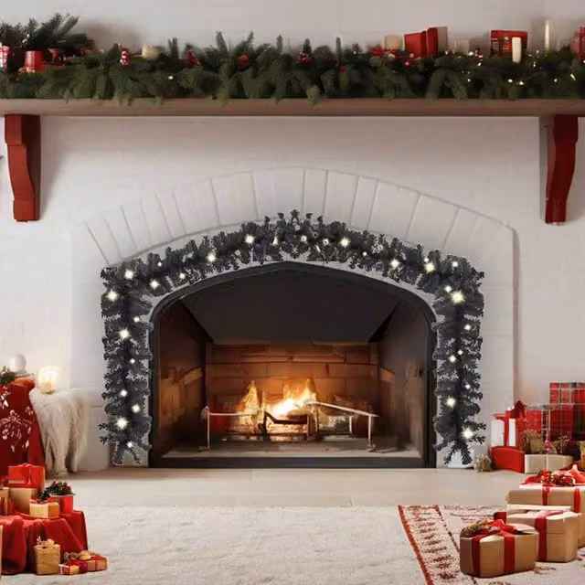 Berkfield Home Christmas Garland with Warm White LED Lights, 20 m, Black – 1