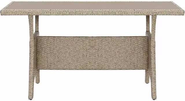 Berkfield Home Grey Poly Rattan Garden Table W/D/H: 120 x 70 x 66 cm