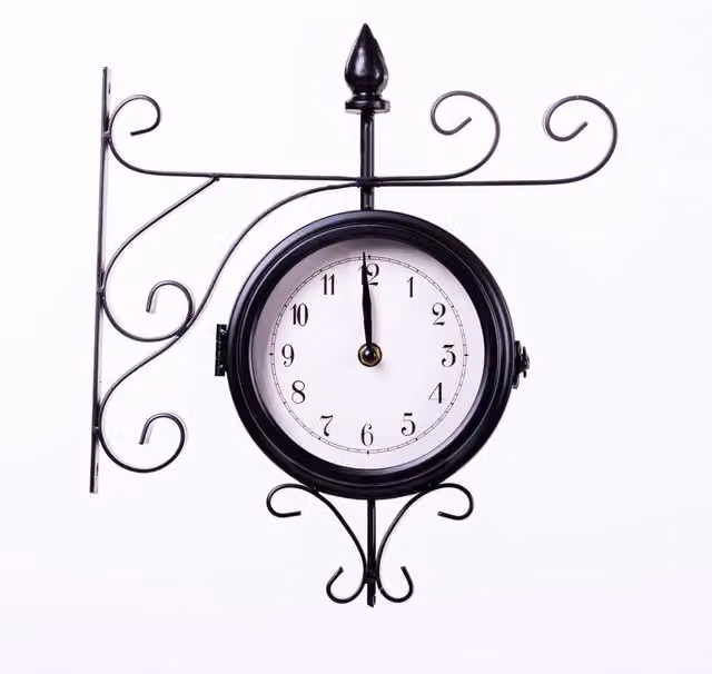 FLAVORA Vintage Double Sided Rectangular Wall Clock in Black Steel, W/D/H: 100 x 15 x 15 cm