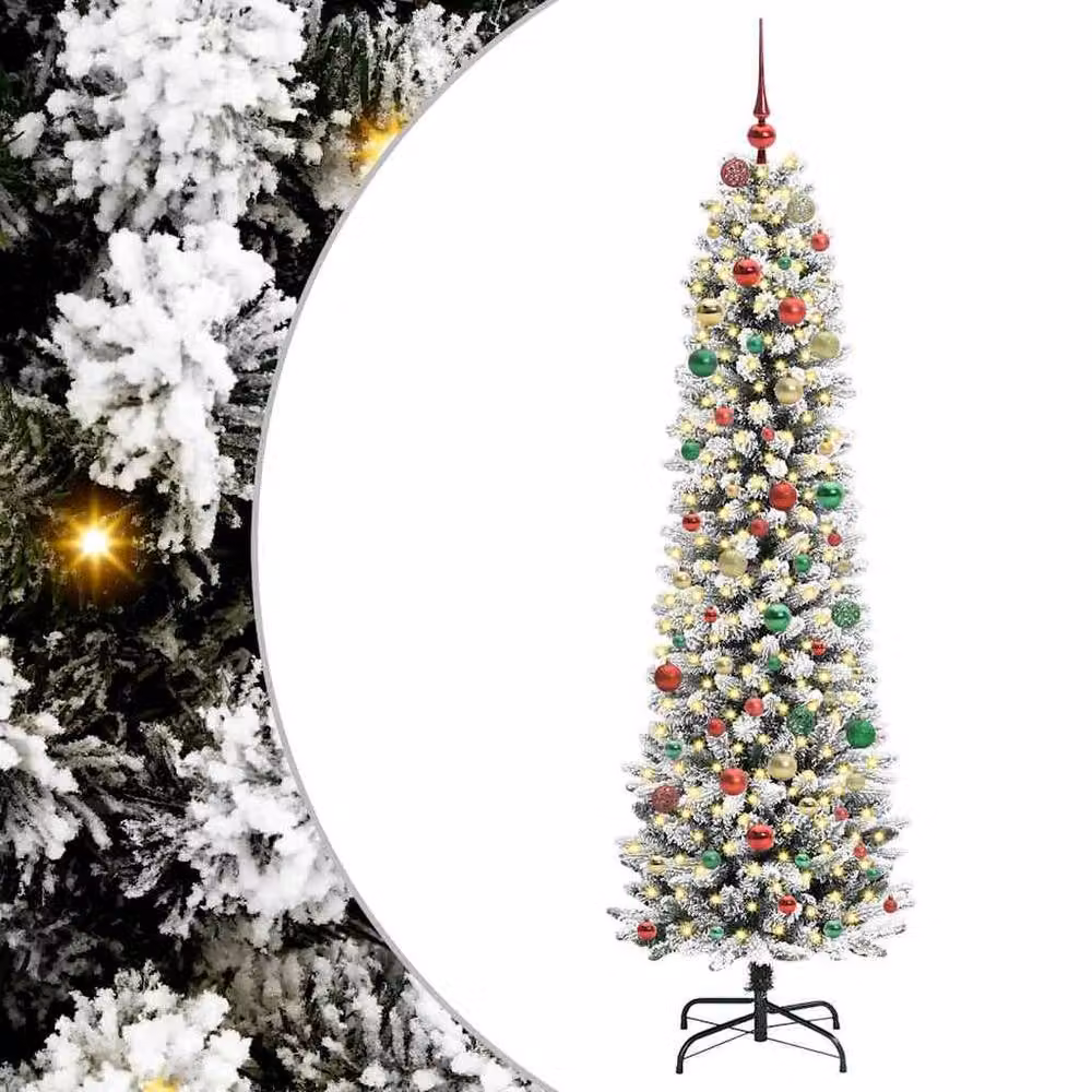 Berkfield Home Artificial Christmas Tree with 300 LEDs in Green, White and Black, Height: 210 cm – 2