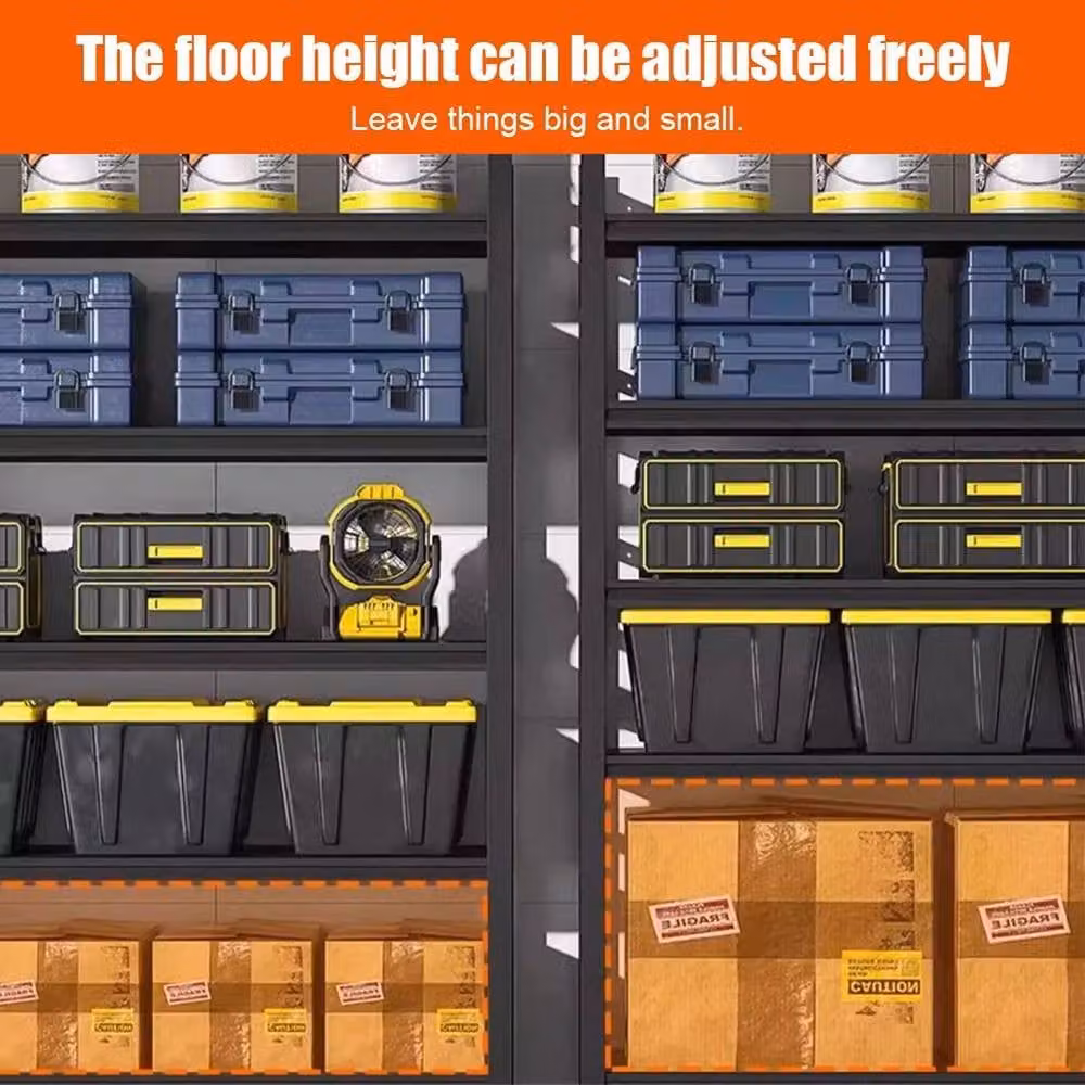 FORGEVIO 5 Tier Metal Shelving Unit in Black with Adjustable Shelves – 5