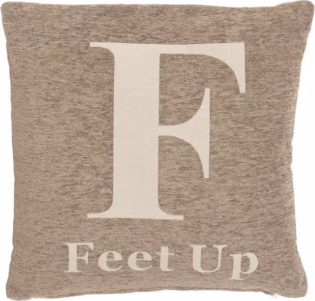 Orsina Feet Up Words Chenille Cushion in Beige and White, W/D/H: 45 x 45 x 45 cm – 2
