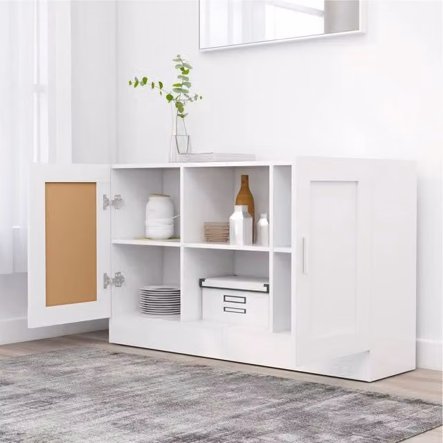 Berkfield Home White Modern Sideboard in MDF, W/D/H: 120 x 30.5 x 70 cm