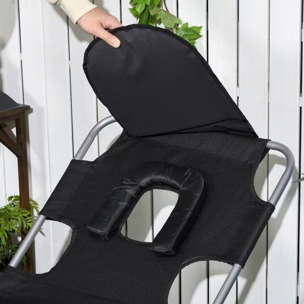 EONLION Black Sun Lounger with Reading Hole and Adjustable Headrest – 4