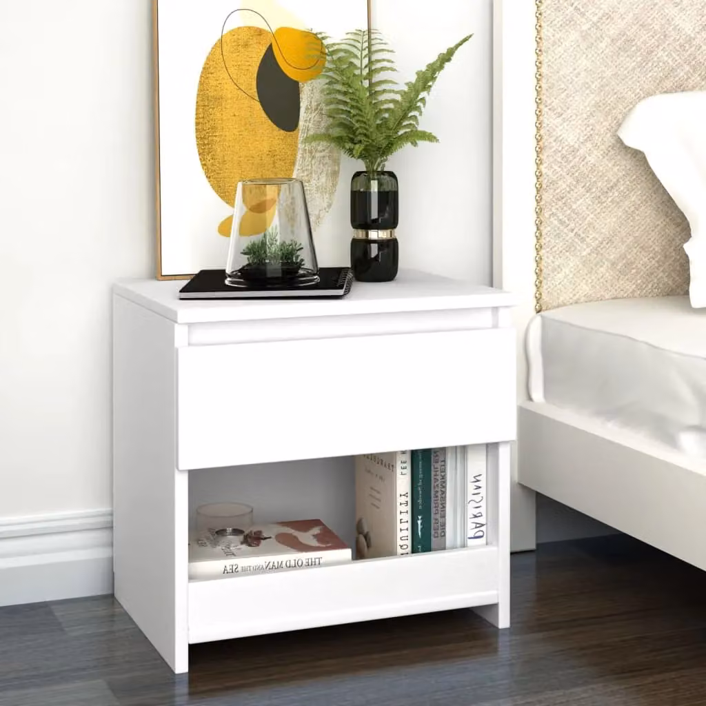 Berkfield Home Set of 2 White Bedside Cabinets in Engineered Wood, W: 40 cm, D: 30 cm, H: 39 cm – 2