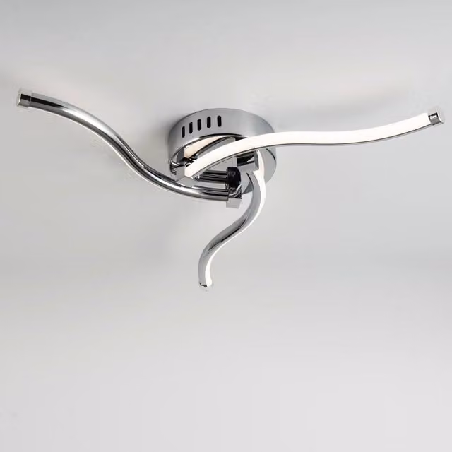 First Choice Lighting Ara Chrome LED Flush Ceiling Light in Silver