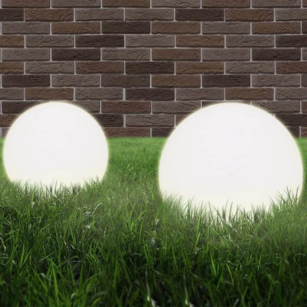 Berkfield Home Set of 4 White Spherical LED Bowl Tabletop Lamps, Diameter: 25 cm – 2