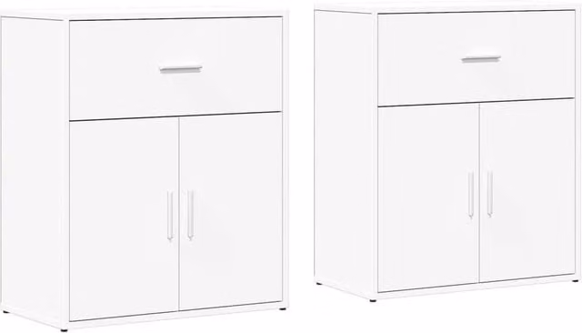 Berkfield Home Set of 2 Modern White Matt Engineered Wood Sideboards W/D/H: 60 x 31 x 70 cm