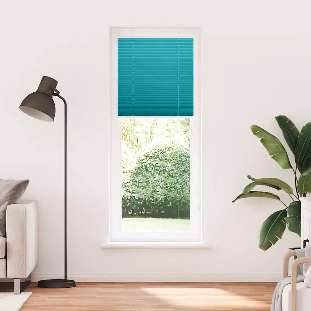 Berkfield Home Single Pleat Petrol Green Polyester Semi-Transparent Blind, W: 75 cm, H: 200 cm – 2