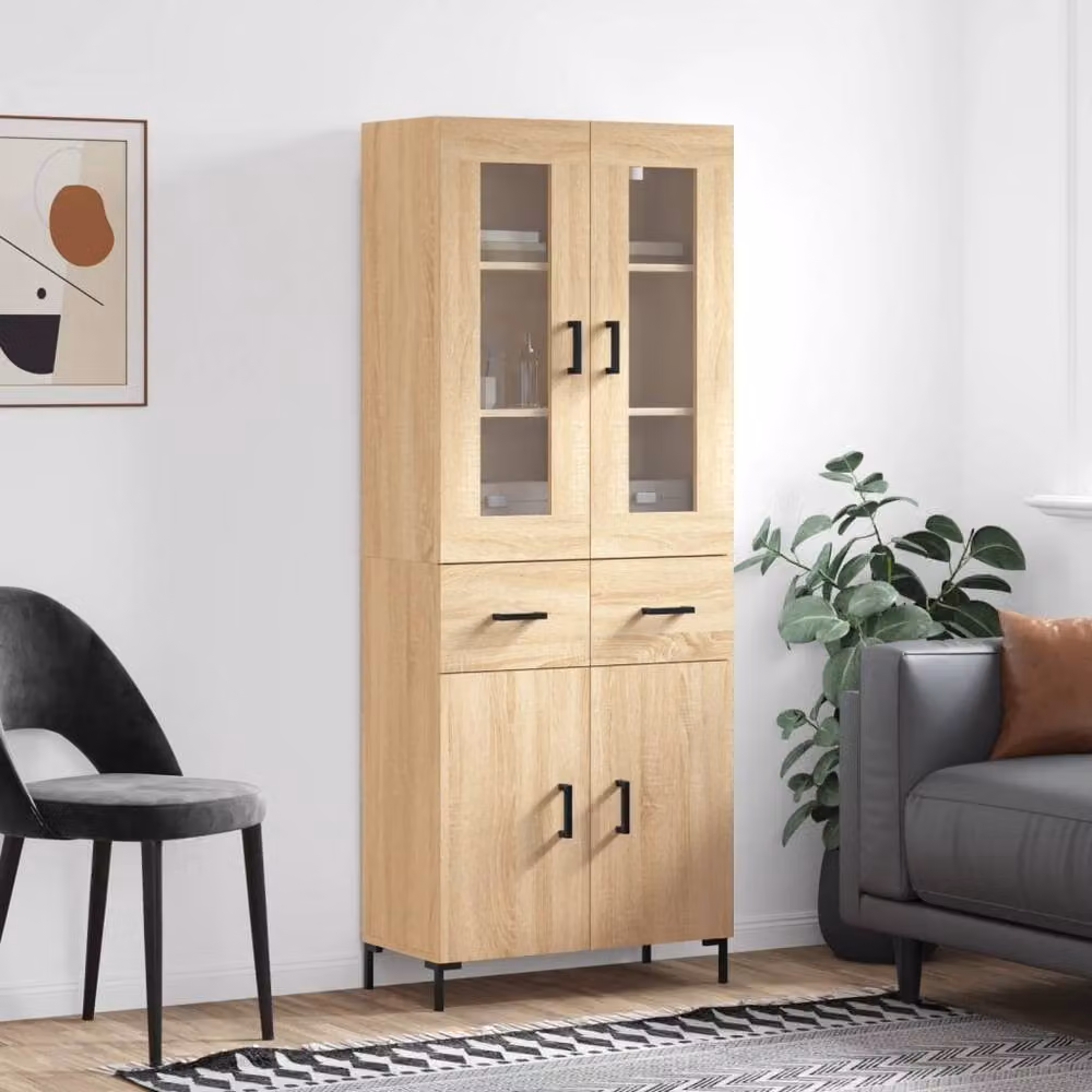 Berkfield Home Sonoma Oak Highboard in Brown, W/D/H: 69.5 x 34 x 180 cm – 2
