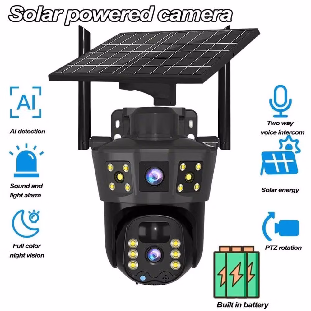 VOGREX 3-Screen Solar WiFi Outdoor Wireless CCTV Security Camera in Black – 2