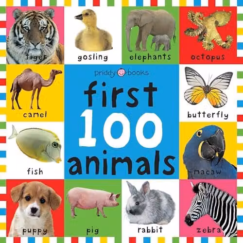 Priddy Books First 100 Animals Multicolour Cardboard Board Book for Babies and Toddlers
