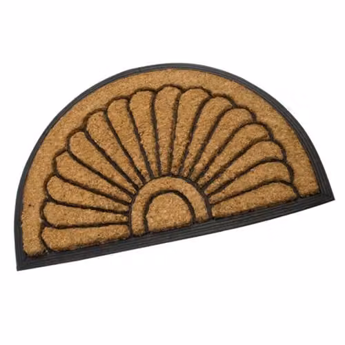 Sentry Chumley Semicircular Coir Scrape Mat, White and Brown, W: 60 cm, D: 40 cm