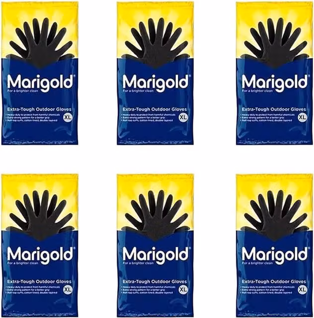 Marigold Extra Tough Outdoor Rubber Gloves in Black, Extra Large