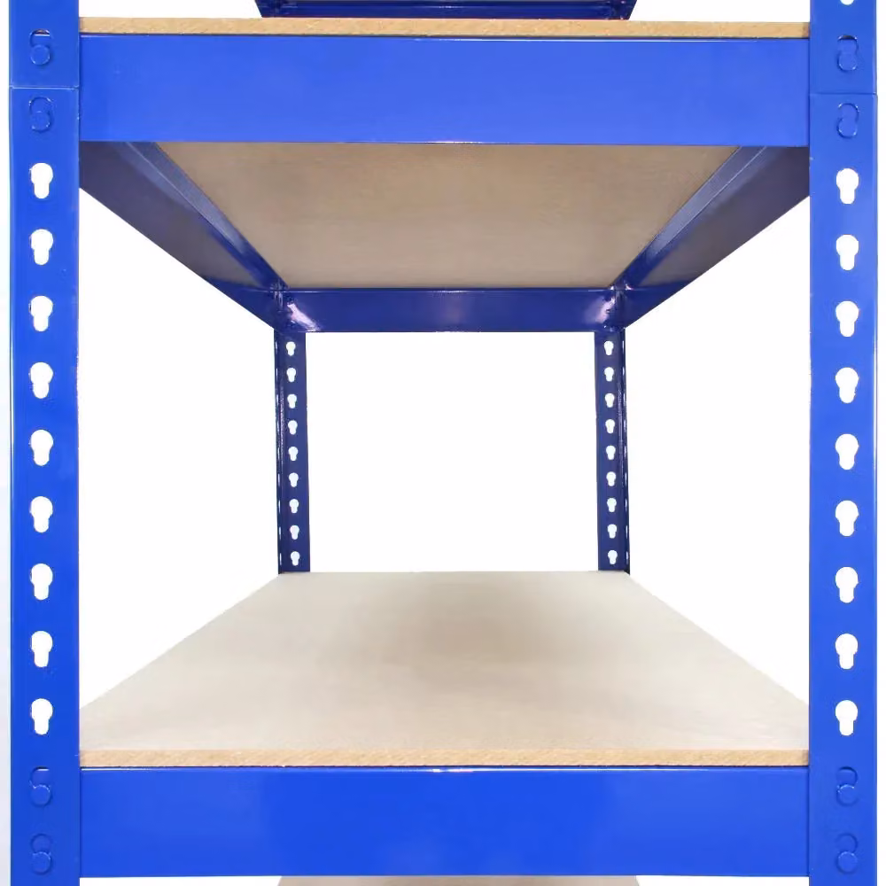 Monstershop Q-Rax Set of 3 Blue Industrial Warehouse Shelves with Adjustable MDF Shelves, Width: 120 cm – 3