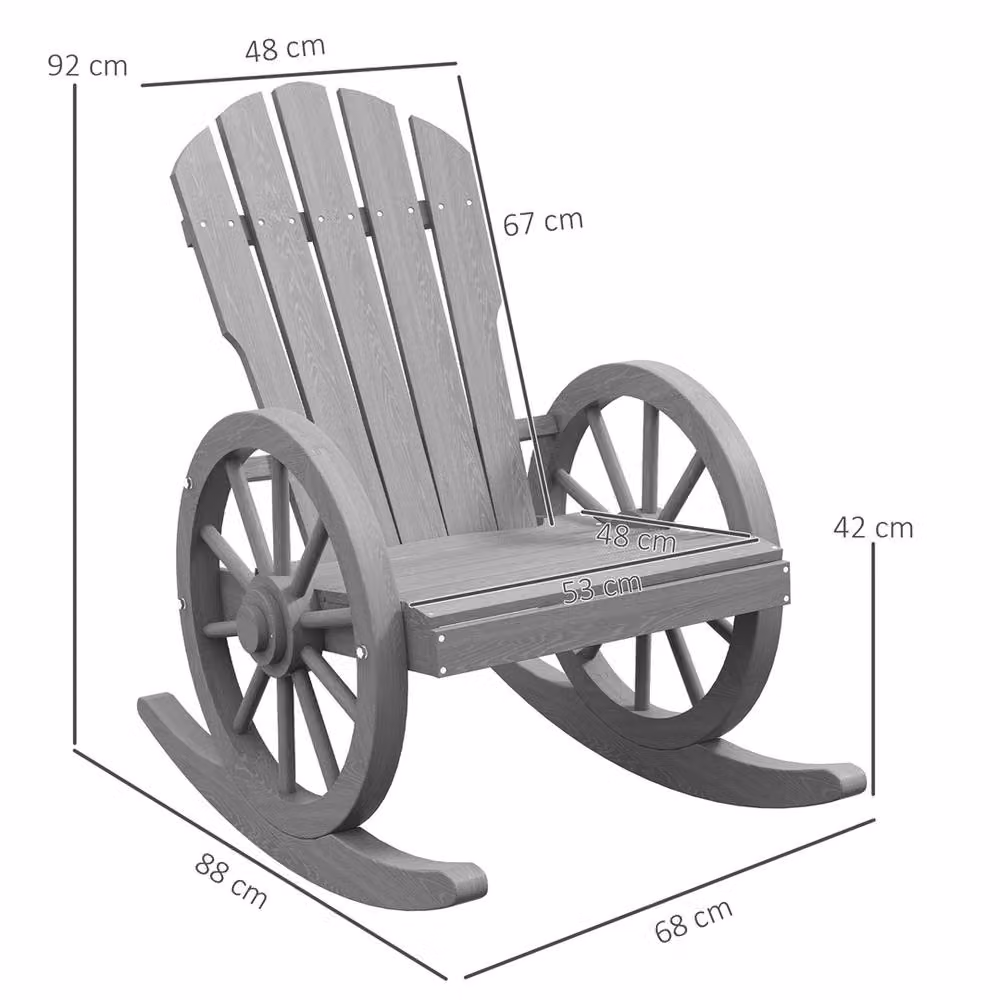EONLION Grey Outdoor Garden Rocking Chair with Armrests in Treated Hardwood – 2