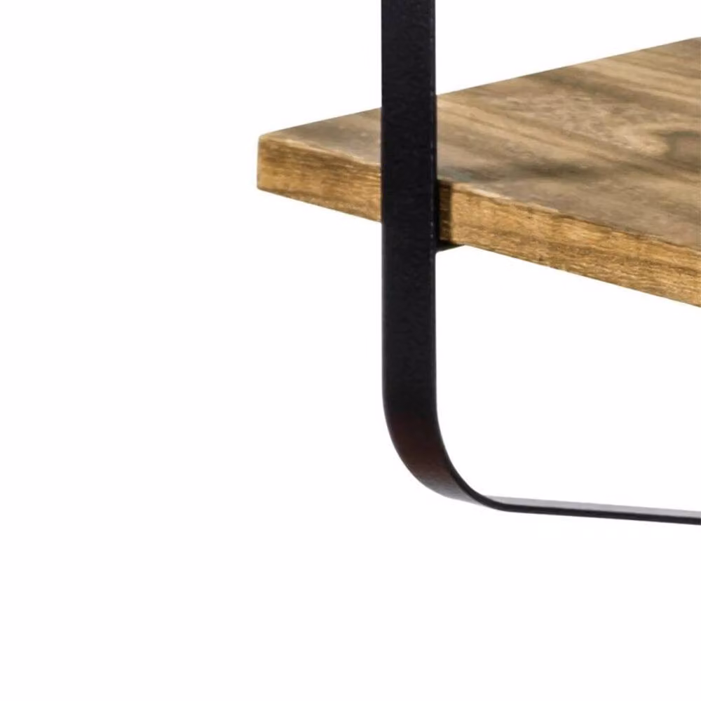 KORVIXA 2 Tier Industrial Pipe Metal Wall Floating Shelf Storage in Black, Width: 90 cm – 4