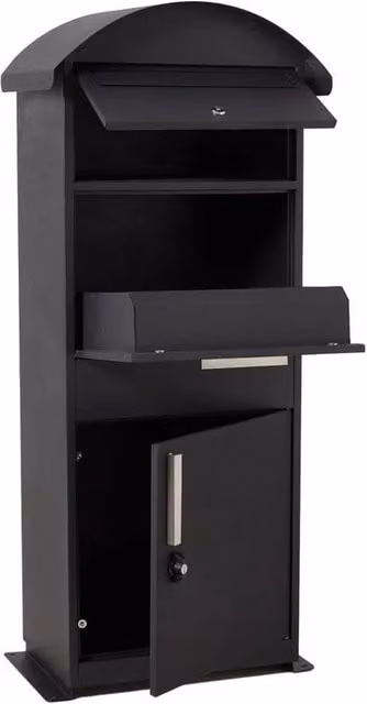 FORGEVIO Extra Large Metal Parcel Delivery Drop Box with Lid in Black – 1