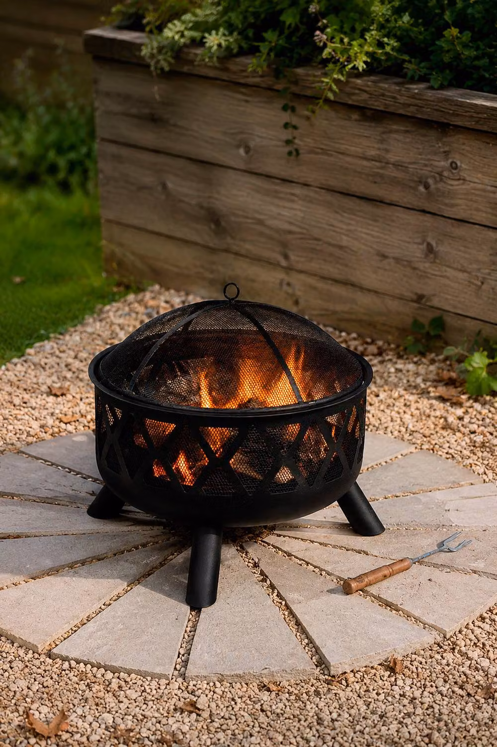 Neo Black Large Circular Outdoor Garden Fire Pit Bowl – 4