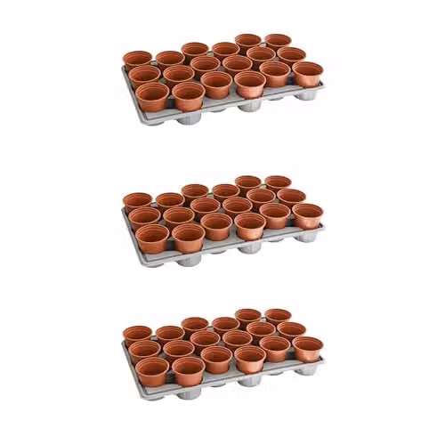 Thompson & Morgan Durable Brown Plastic Shuttle Trays with 57 Pots for Seedlings and Plug Growth