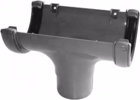 FloPlast Half Round PVC Gutter Running Outlet, 112mm, Anthracite Grey