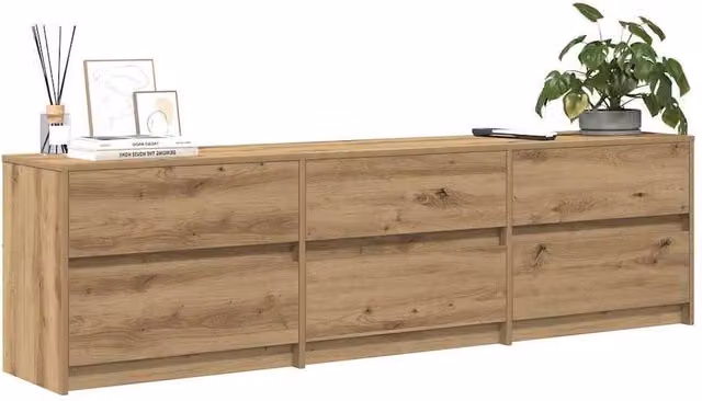 Berkfield Home Modern Brown TV Cabinet with LED Lights, W/D/H: 181 x 34 x 50 cm