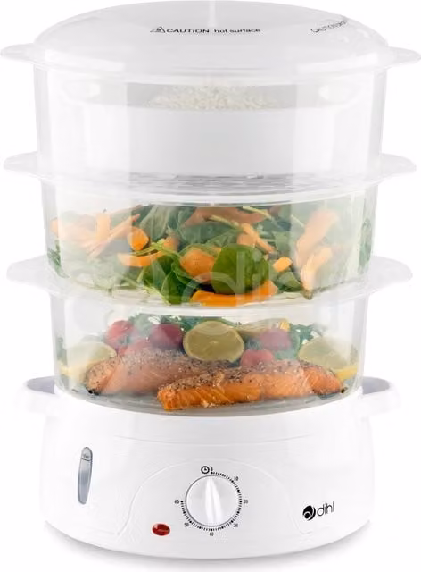 DIHL 800W 9L 3-Level Electric Steamer in White