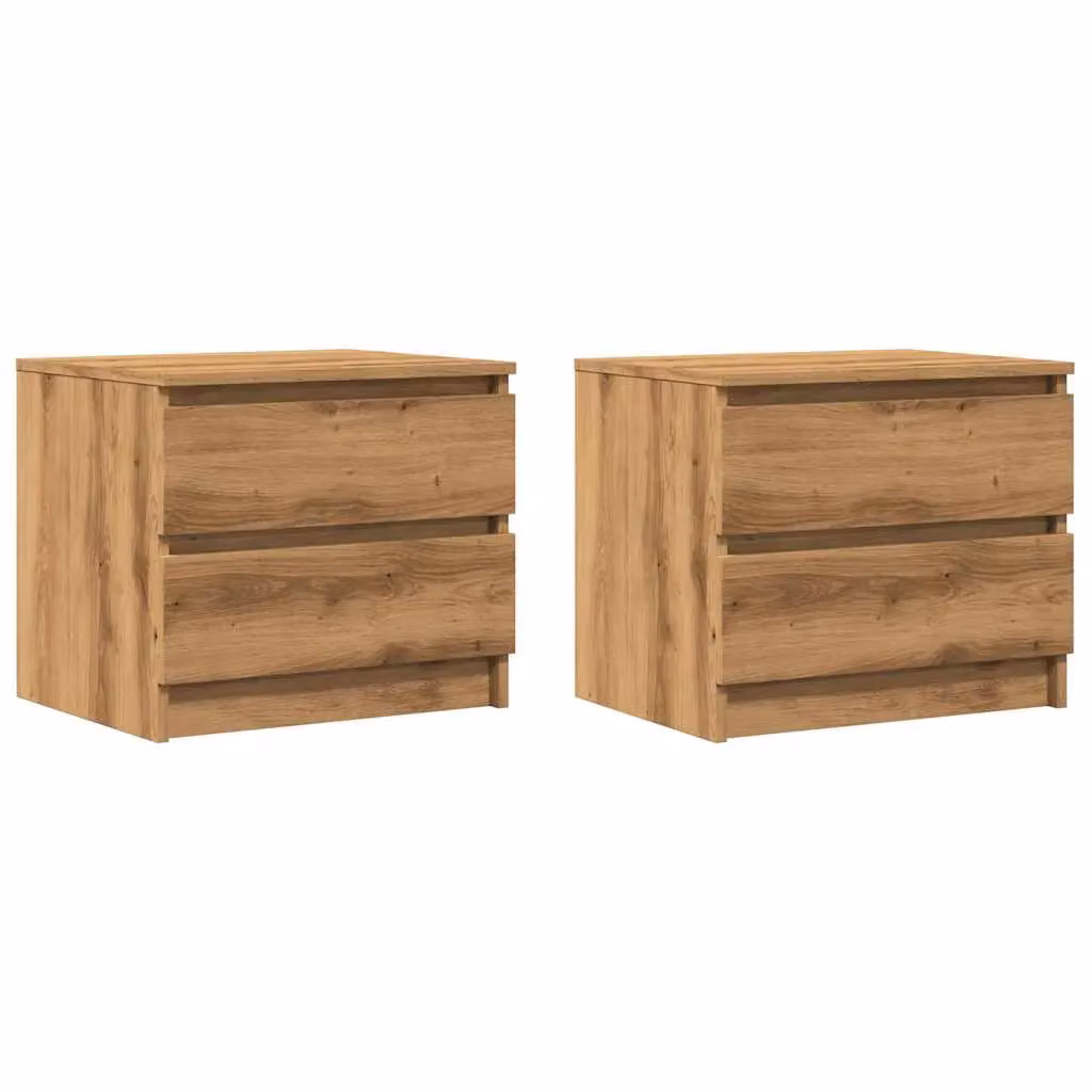 Berkfield Home Set of 2 Artisan Oak Bedside Cabinets in Brown, W/D/H: 50 x 40 x 43.5 cm – 2
